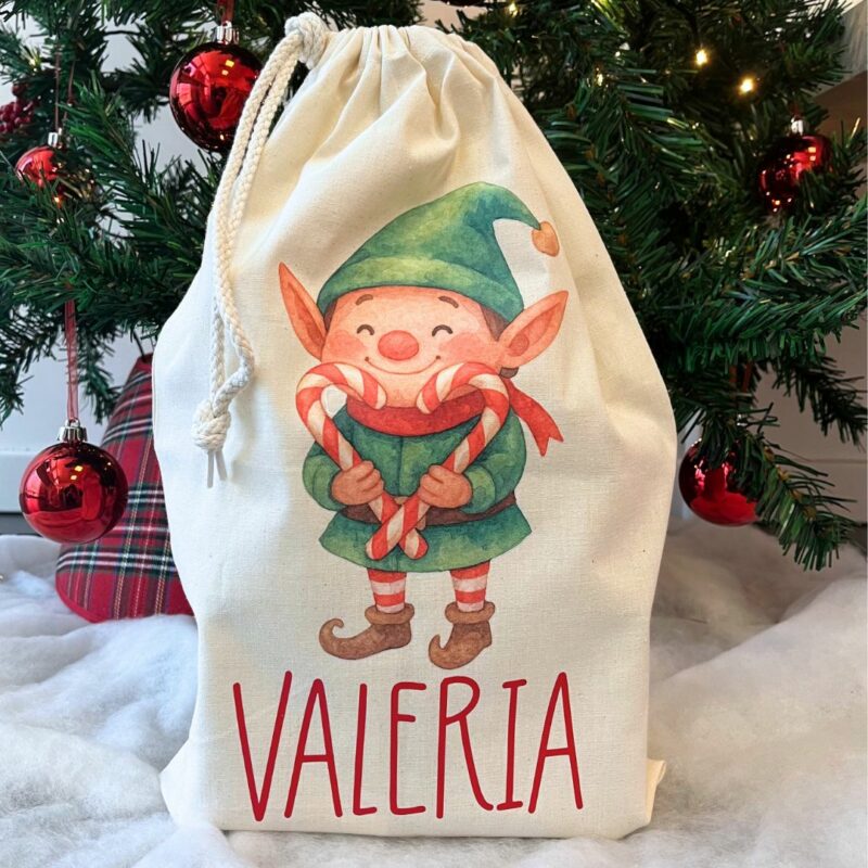 Sacco Natale con nome e personaggio