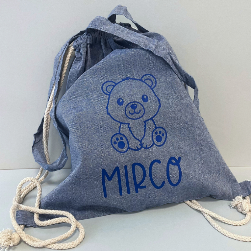 sacca blu bimbi personalizzata